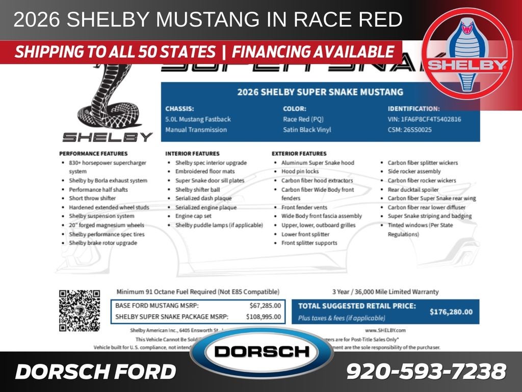 2026 Ford Mustang Shelby Super Snake