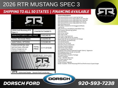 2026 Ford Mustang RTR Spec 3