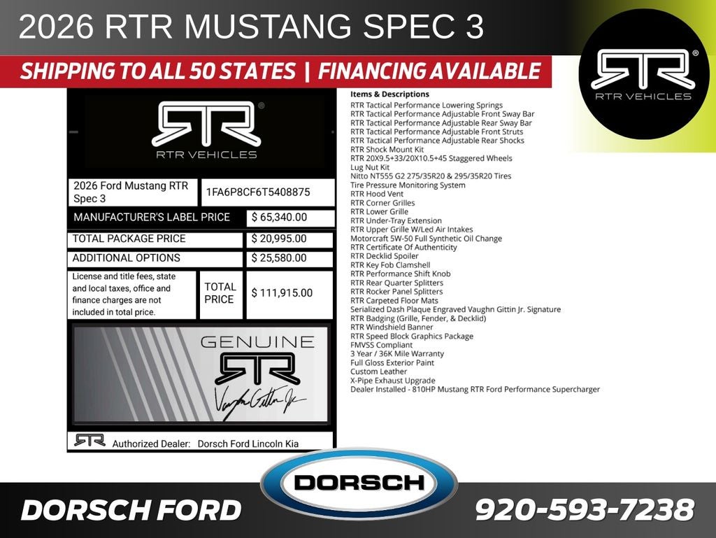 2026 Ford Mustang RTR Spec 3