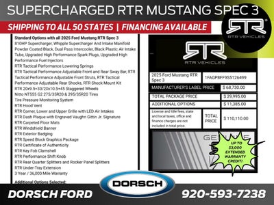 2025 Ford Mustang RTR Spec 3 Supercharged