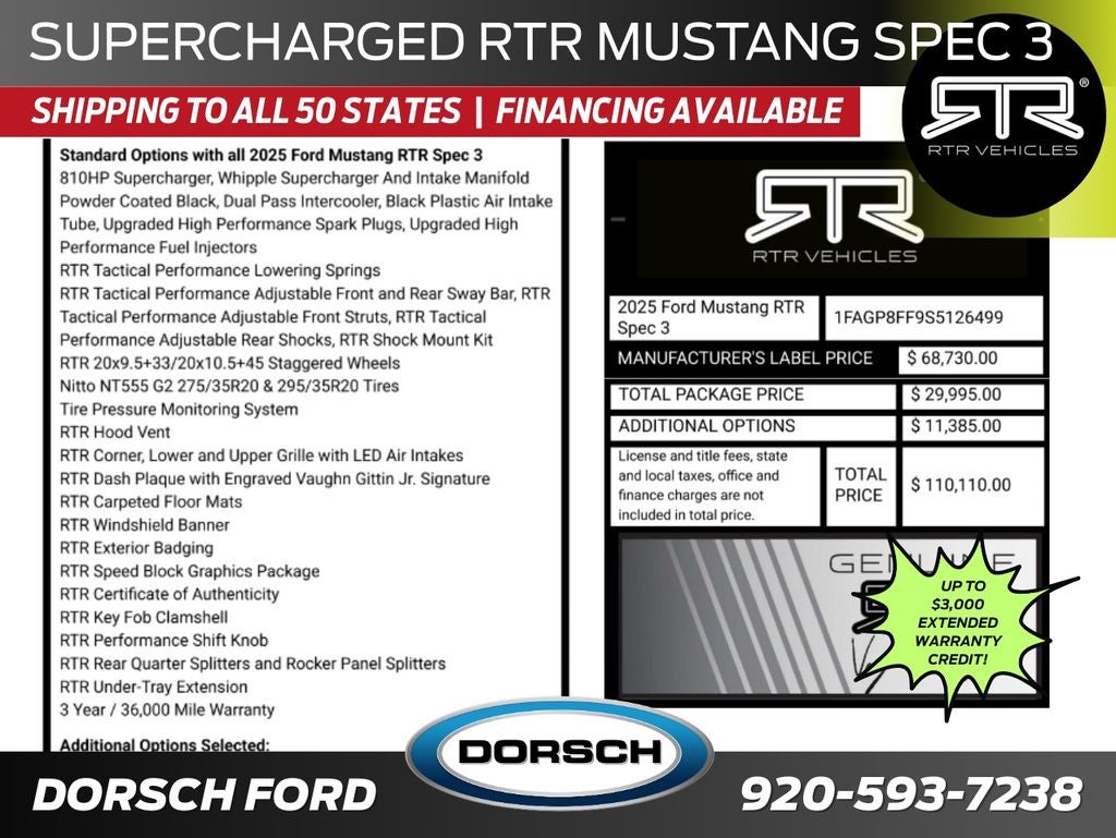 2025 Ford Mustang RTR Spec 3 Supercharged