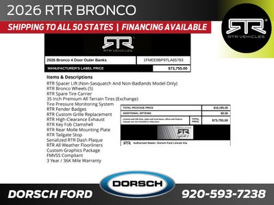 2026 Ford Bronco RTR Outer Banks