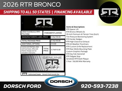 2026 Ford Bronco RTR Outer Banks