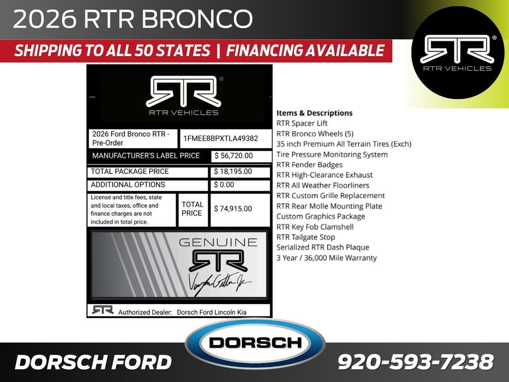 2026 Ford Bronco RTR Outer Banks
