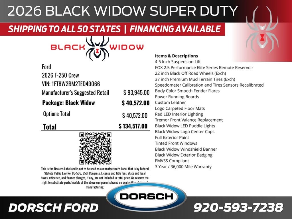 2026 Ford F-250SD Black Widow