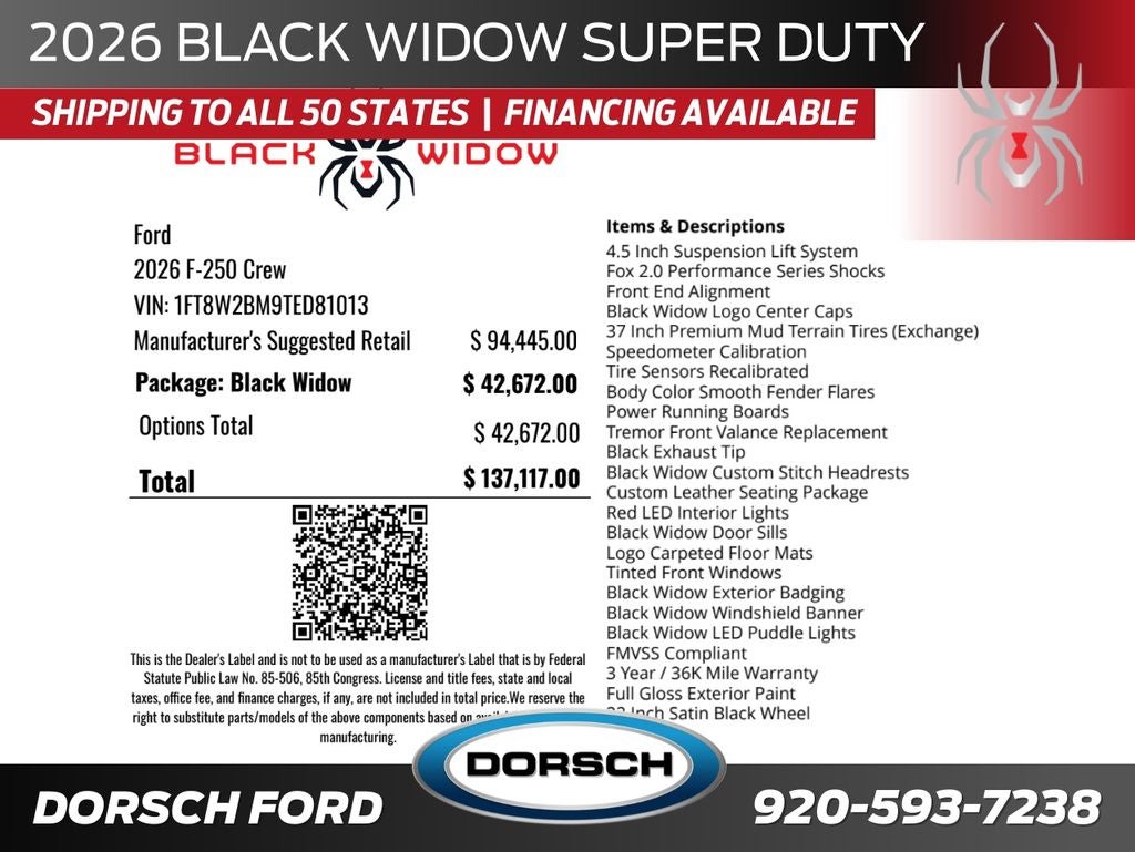 2026 Ford F-250SD Black Widow