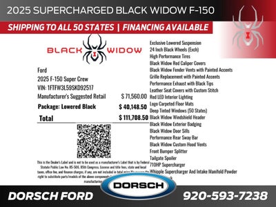 2025 Ford F-150 Black Widow Supercharged