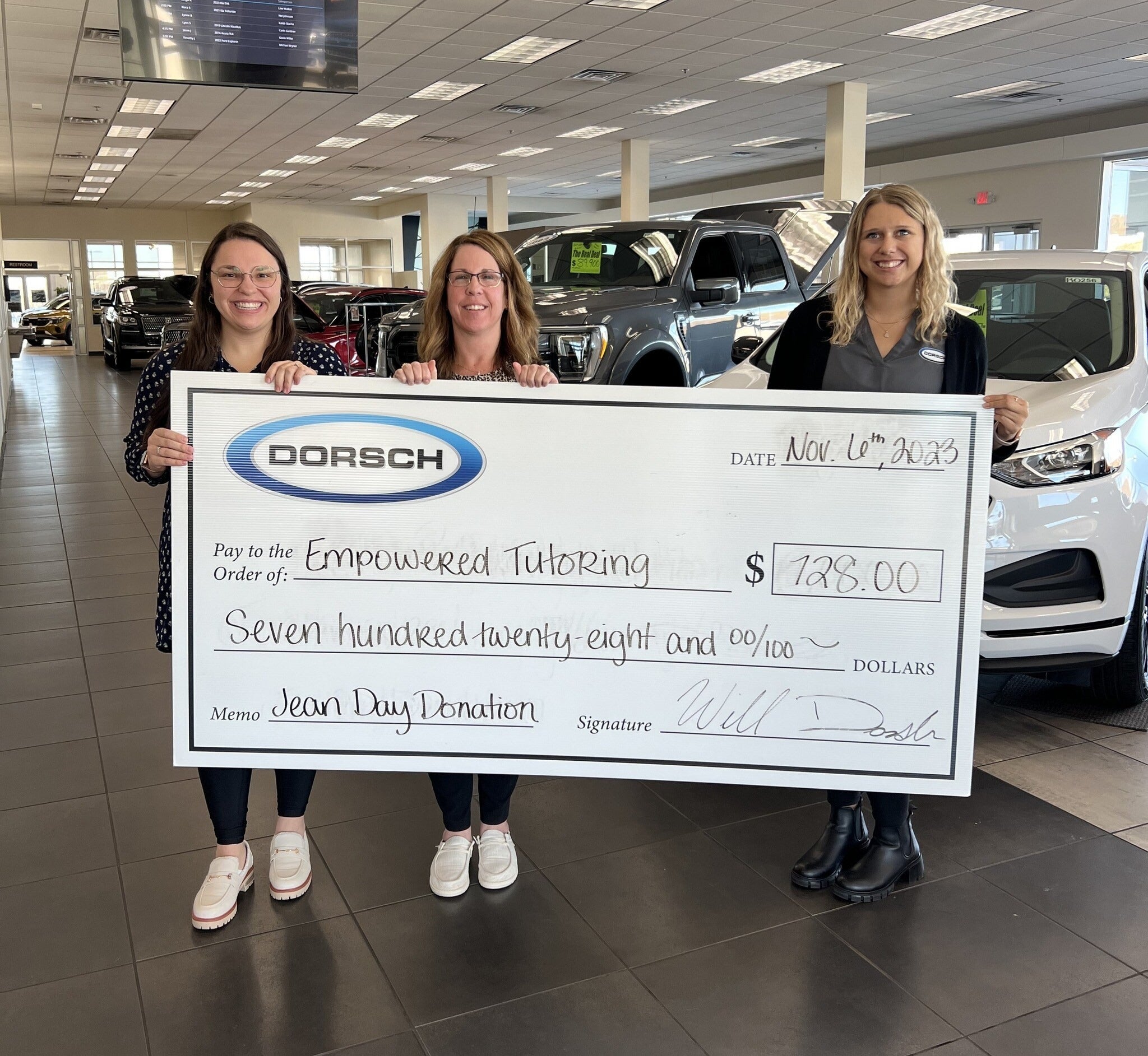 Dorsch Auto Group donation check